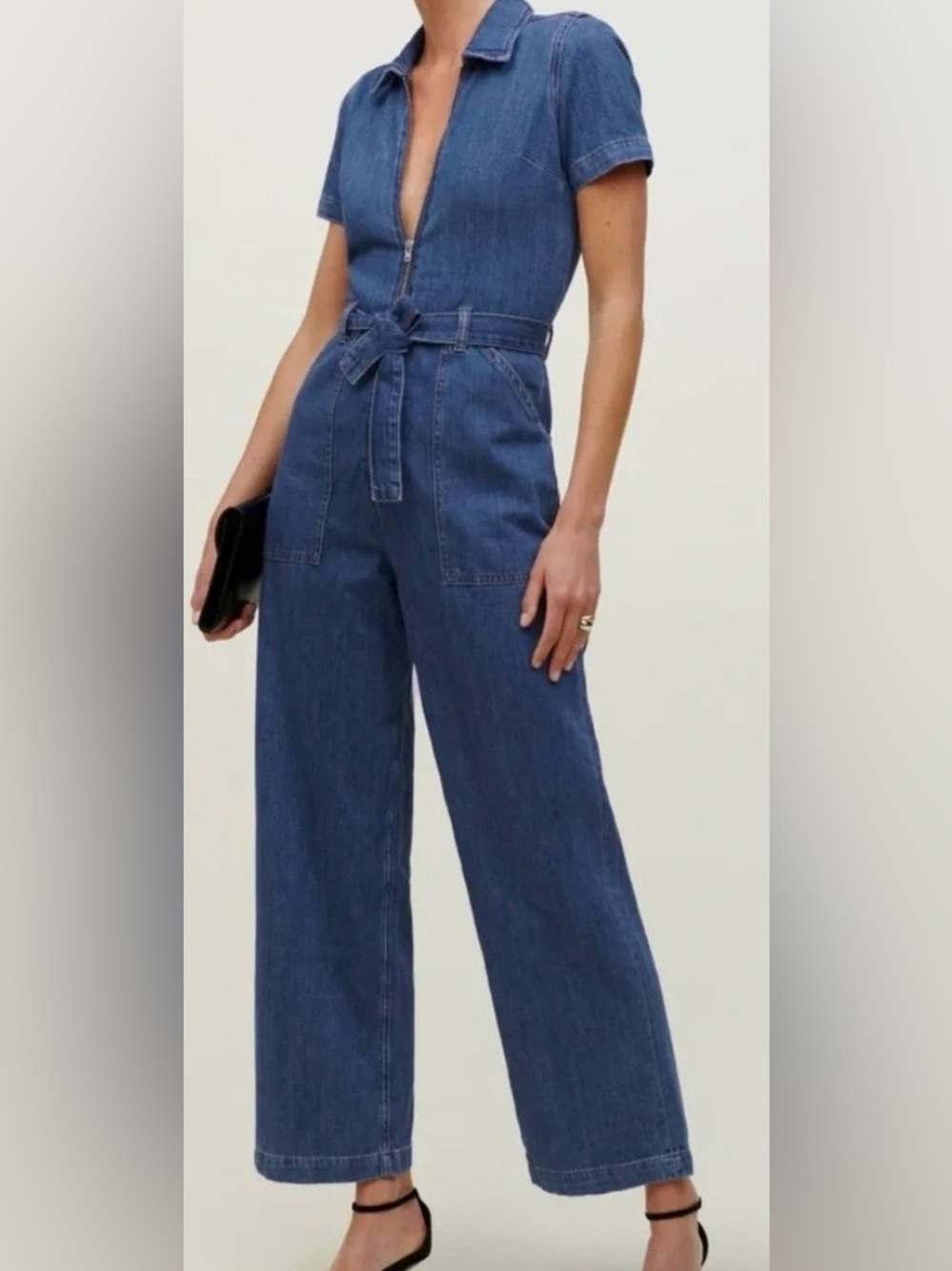 Reformation Cassidy Denim Jumpsuit Size 6
